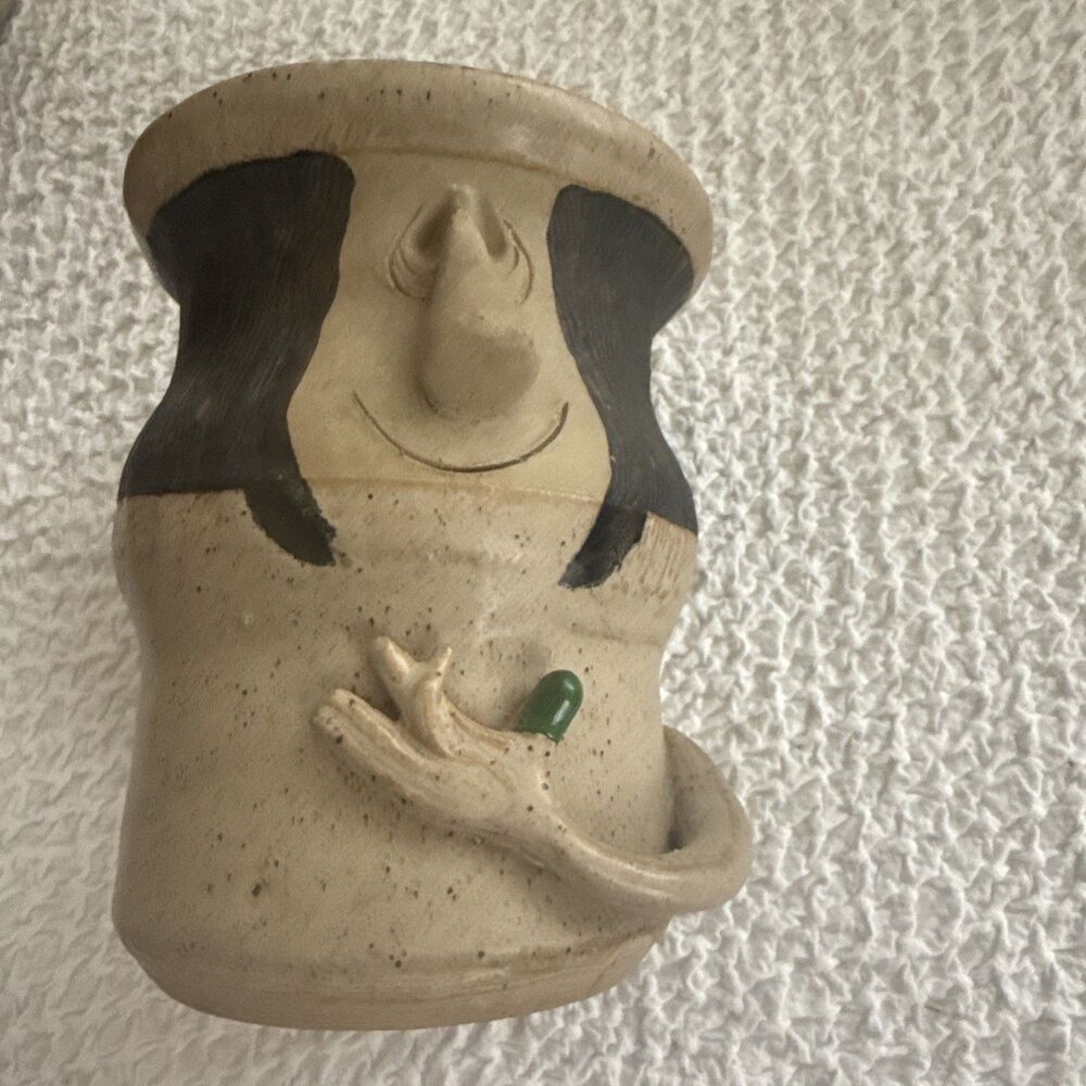 Fitz & Floyd 5.25” Green Thumb Man Flower Pot Planter 70’s Kitschy Rare VTG
